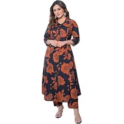 Women's Pure Cotton Hand Block Printed Floral Ethnic Kurta Set with Palazzo Pants-image-9