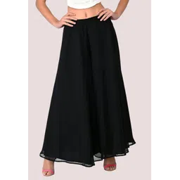 arc Women Flared Black Georgette Trousers-picture-35