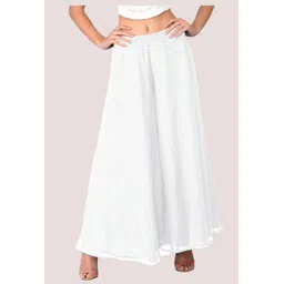 arc Women Flared White Georgette Trousers-picture-28