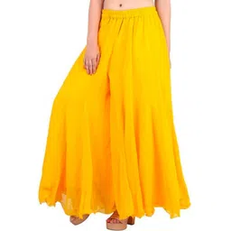 arc Women Flared Yellow Georgette Trousers-picture-33