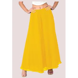 arc Women Flared Yellow Georgette Trousers-picture-29
