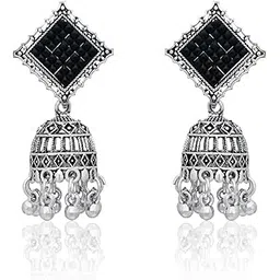 arch fashion Premium Silver Oxidiesd Pated Jhumkhi Earrings For --picture-14