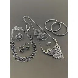 Arch gallery Women Pack of 2 Oxidised Silver-Plated Jewellery Set-picture-23