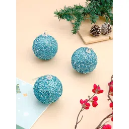 Archies 3Pcs White & Blue Christmas Glittery Balls-picture-13