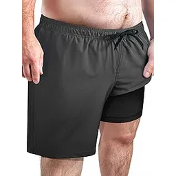 Men's Big and Tall Swim Trunks Plus Size Swimsuit for Men with Compression Liner & Zipper Pocket-image-31