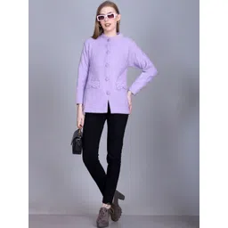 AREEMAS Women Geometric Self Design Round Neck Woollen Cardigan-picture-21