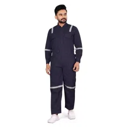 Areevanz 180 GSM Cotton Navy Blue Safety Coverall Boiler Suit with Reflective Tape Size- XL-picture-13