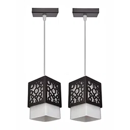 Areezo Brown & White 2 Pcs Textured Rectangle Ceiling Lamp-picture-15