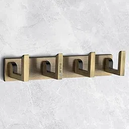 Arena Aluminum Cloth Hanging Hook for Home | 4 Pin Cloth Hanger for Bathroom | Aluminum Wall Hanger for Clothes Hanging | Heavy Duty | Wall Mount | Antique Brass Finish | Rust Resistant | Pack of 1-picture-17