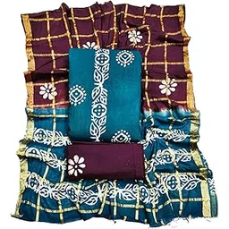 arenca Dress Material for Women Cotton Pure| Unstitched Suit set for Women| Churidar Material Set for Women| Handcrafted Batik Print| Complete with Bottom & Coordinated Dupatta|-picture-54