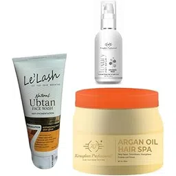 Argan Oil Hair Spa 500ml, Le'lash Natural Ubtan Face Wash, 100g, Luxury Hair Serum 120ml image 1