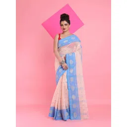 Arhi Beige & Blue Cotton Woven Saree image 1