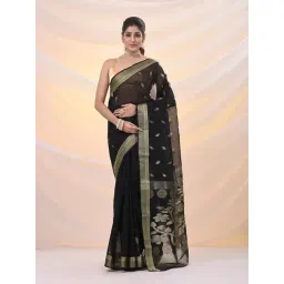 Arhi Black Cotton Silk Woven Design Jamdani Saree-picture-33
