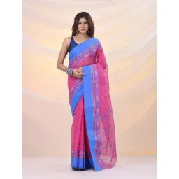 Arhi Bubblegum Pink Cotton Polyblend Woven Design Saree-picture-46
