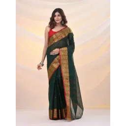 Arhi Dark Green Cotton Polyblend Woven Design Saree-picture-40
