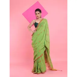 Arhi Green Cotton Woven Saree With Unstitched Blouse-picture-32