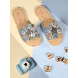 Aria Nica Girls Textured Open Toe Flats-picture-23