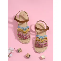 Aria Nica Kids Girls Colourblocked Open Toe Flats With Backstrap-picture-54