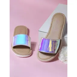 Aria Nica Kids Milkyway New Silver & Beige Casual Slides-picture-29