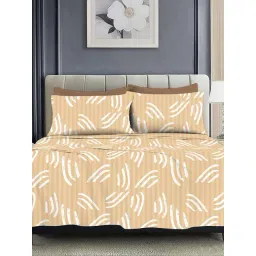 Ariana Amalfi Yellow Cotton Abstract Cotton Bed Sheet-picture-27