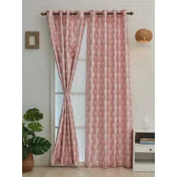 Ariana Bloom Baby Pink Polyester 7ft Door Eyelet Curtain-picture-38