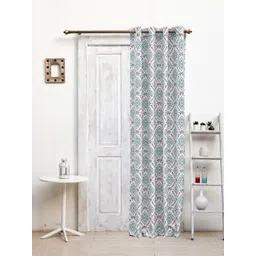 Ariana Blue & White Ethnic Motifs Black Out Long Door Curtain-picture-33
