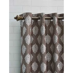 Ariana Brown & Silver-Toned Ethnic Motifs Room Darkening Long Door Curtain-picture-21