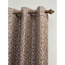 Ariana Brown & White Floral Room Darkening Long Door Curtain-picture-14
