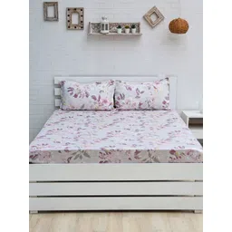 Ariana Capri Pink & White Floral 400 TC Cotton Super King Bedsheet Set 2.70 m x 2.70 m-picture-22