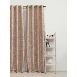 Ariana Coffee Brown & Silver-Toned Floral Room Darkening Long Door Curtain-picture-41