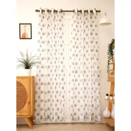 Ariana Crown Sheer Grey & Beige Polyester Window Curtain - Single Piece-picture-31