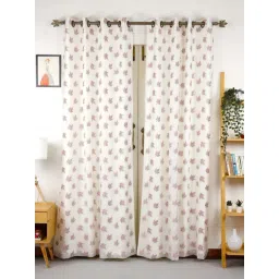 Ariana 'Crown' White & Pink Polyester 5 ft. 2-In-1 Sheer Window Curtain-picture-14