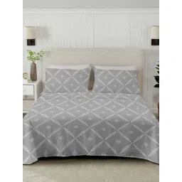 Ariana GARDA Dark Grey Cotton 210 TC King Size Bedsheet With 2 Pillow Covers-picture-38