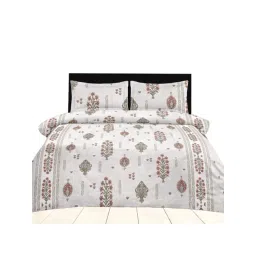 Ariana Garda Flamingo Pink Cotton Floral 210 TC King Bedsheet with 2 Pillow Covers-picture-38