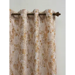 Ariana Gold Toned & Brown Geometric Printed Room Darkening Long Door Curtain-picture-35
