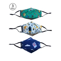 Ariana Kids Pack Of 3 Printed 7-Ply Protective Outdoor Face Masks-picture-25