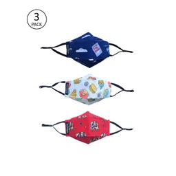 Ariana Kids Pack Of 3 Printed 7-Ply Protective Outdoor Face Masks-picture-15