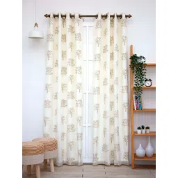 Ariana Nicole White & Beige Polyester 7 Ft. 2-In-1 Door Curtain-picture-34