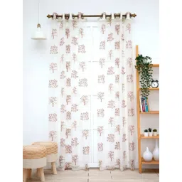 Ariana Nicole White & Beige Polyester 9 Ft. Long Door Sheer Curtain-picture-21