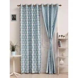 Ariana Powder Blue Polyester Long Door Curtains - Set of 2-picture-16