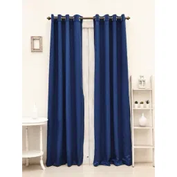 Ariana Royal Blue Polyester Abstract Blackout Door Curtains-picture-17