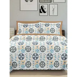 Ariana SARDINIA Aqua Cotton 144 TC King Size Bedsheet With 2 Pillow Covers-picture-29