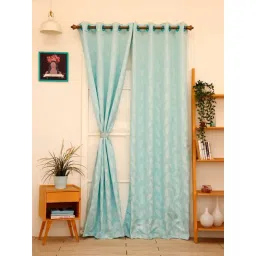 Ariana Vera FEATHER Aqua Blue Polyester 7 ft Door Curtain-picture-10