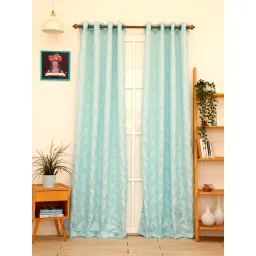 Ariana Vera FEATHER Aqua Blue Polyester 7 ft Door Curtain image 2