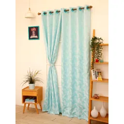 Ariana Vera FEATHER Aqua Blue Polyester 7 ft Door Curtain image 3