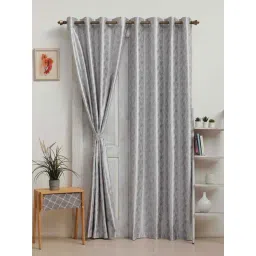 Ariana Wave Grey Polyester 7ft Door Eyelet Curtain-picture-30