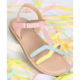 Aria+Nica Criss Cross Colour Blocked With Velcro Closure Sandals - Multi Colour-picture-19
