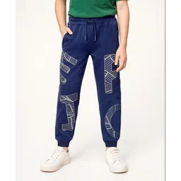 arias by lara dutta Arias 100% Cotton Knit Full Length Lounge Pant With Text Print - Navy Blue-picture-39