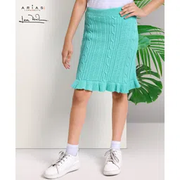 arias by lara dutta Arias Acrylic Knit Skirt with Cable Knit Designs - Teal-picture-15