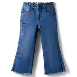 arias by lara dutta Arias Cotton Elastane Woven Full Length Washed Jeans with Text Print & Rhinestones Embellishment - Blue-picture-21